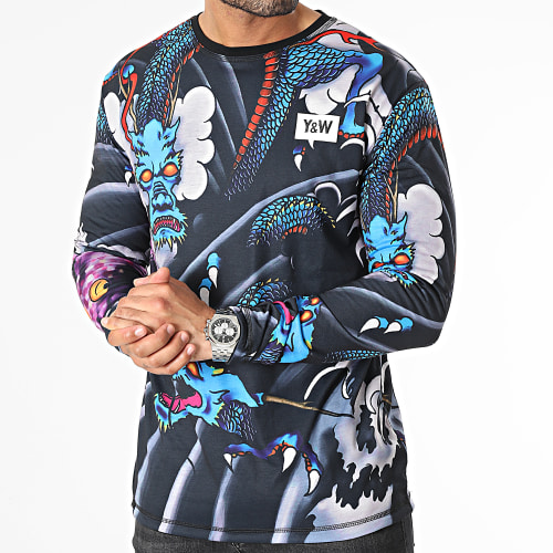 Tee Shirt Manches Longues Dragon Noir