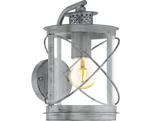 Buitenwandlamp, 1-lichts, H 28 cm, zilver/antiek