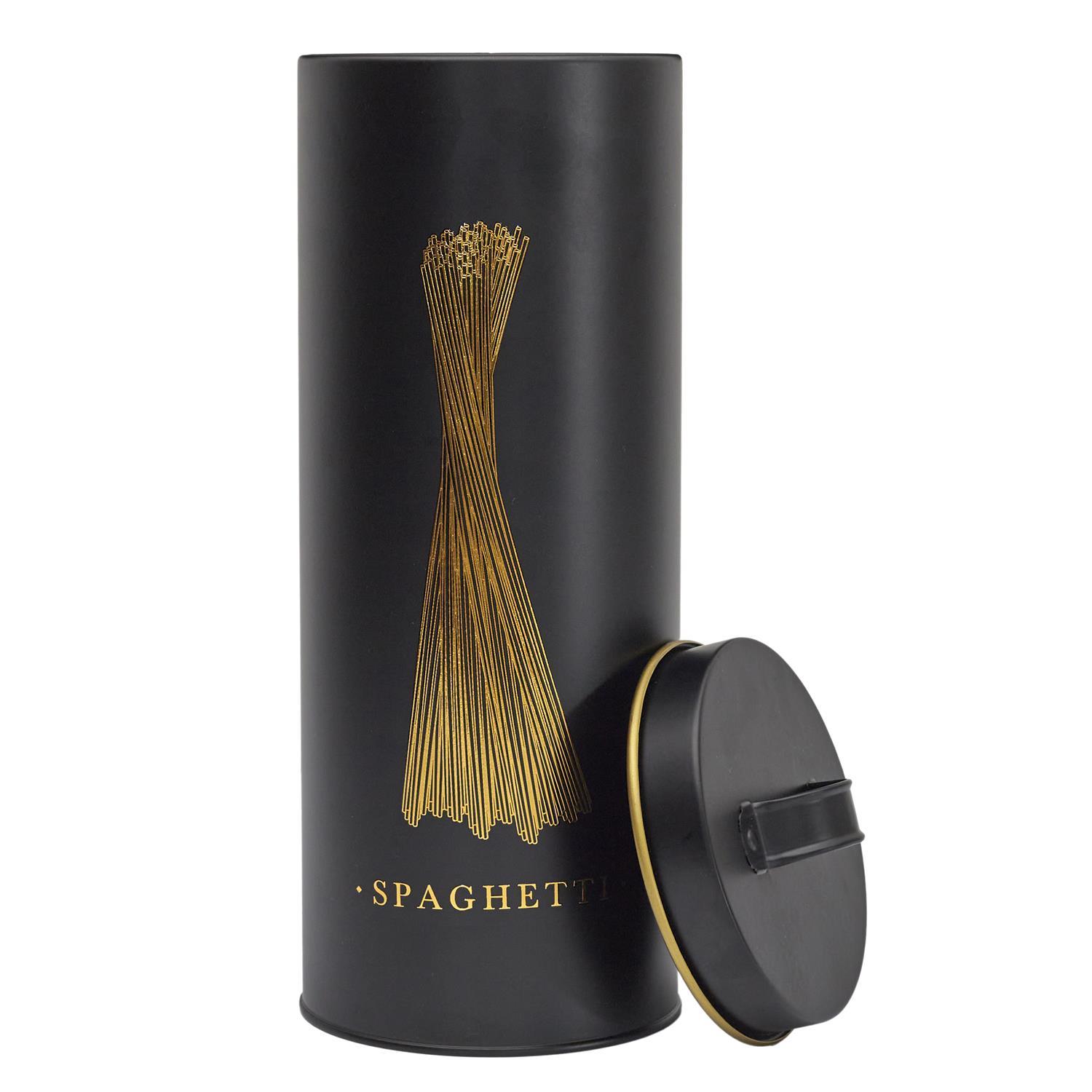 BOITE METAL NOIR ET DORE SPAGHETTI