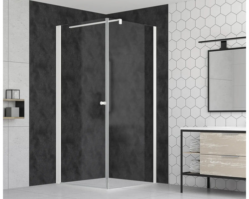 form&style Walk In MODENA 100 x 195 cm profiel wit mat helder glas vuilafstotende glascoating