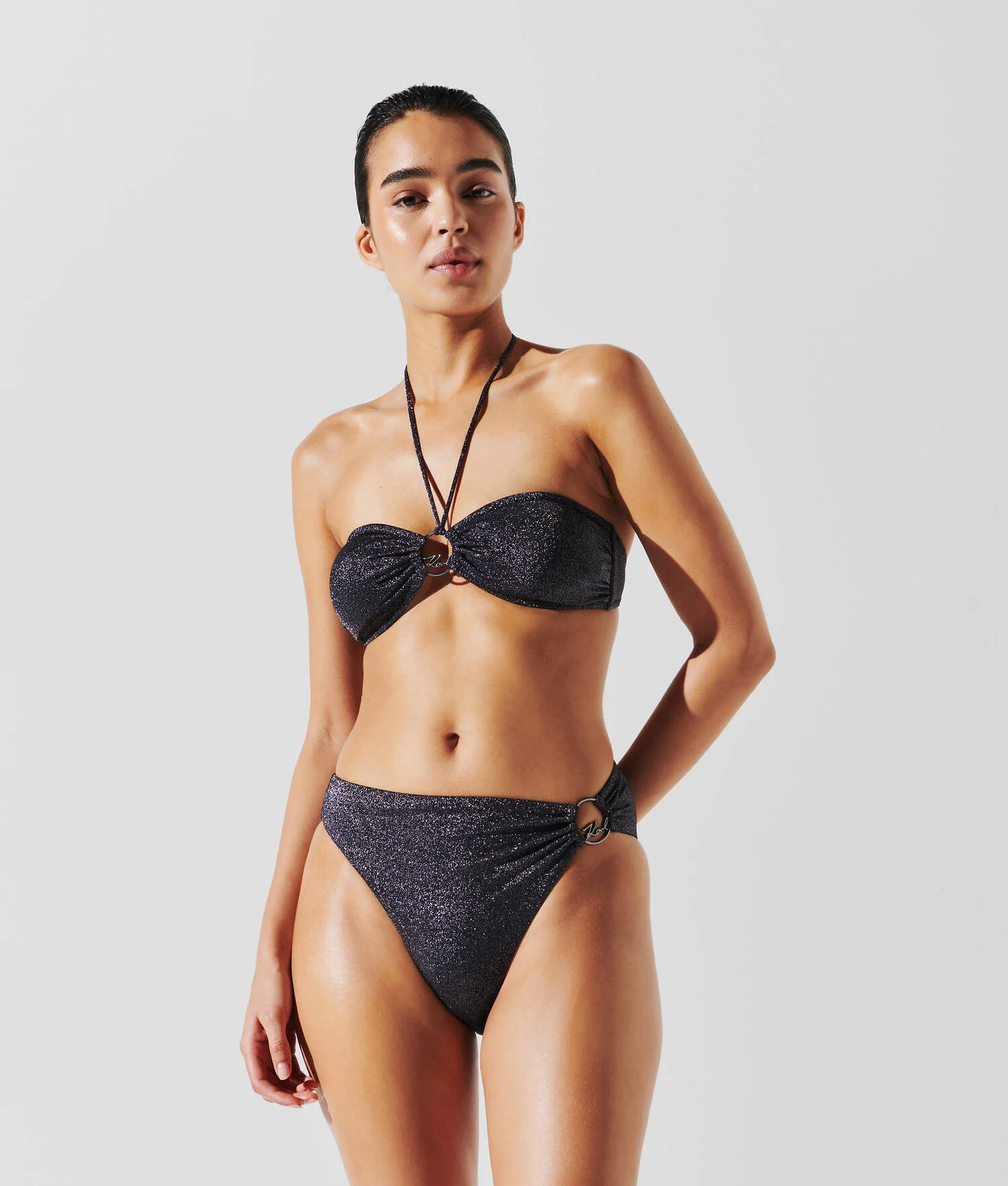 BAS DE BIKINI TAILLE HAUTE K/SIGNATURE - Noir