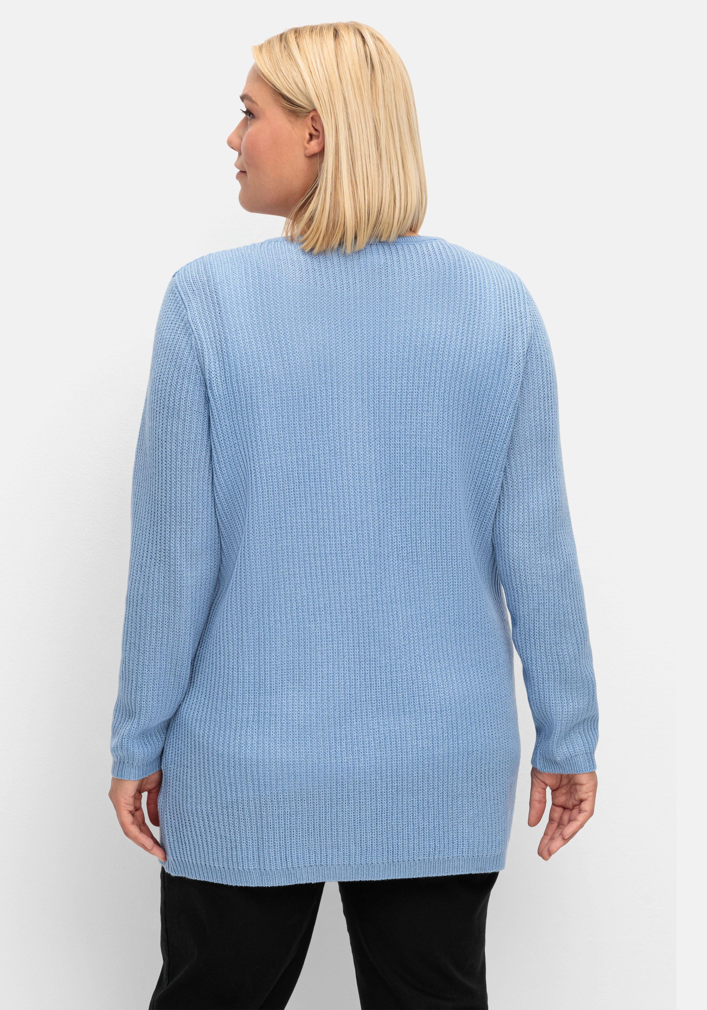 Longstrickjacke in verschlussloser Form, in Rippstrick