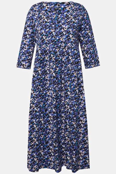 Jerseykleid, Punkte, Carree-Ausschnitt, 3/4-Arm