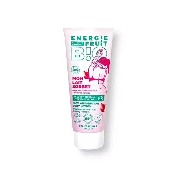 Sorvete Corporal de Leite Energético com Flor de Cerejeira e Polpa Orgânica de Framboesa 200ml