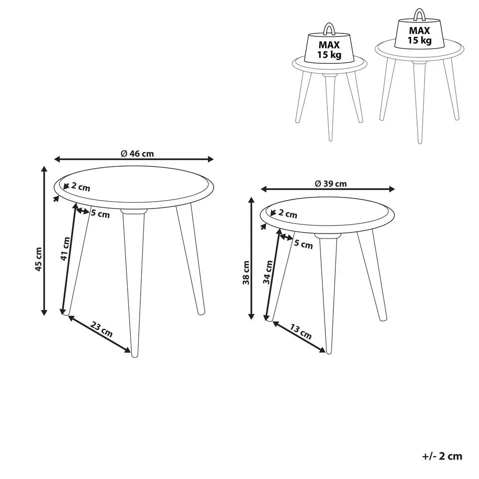 HURSI - Bijzettafel set - Lichte houtkleur - Mangohout