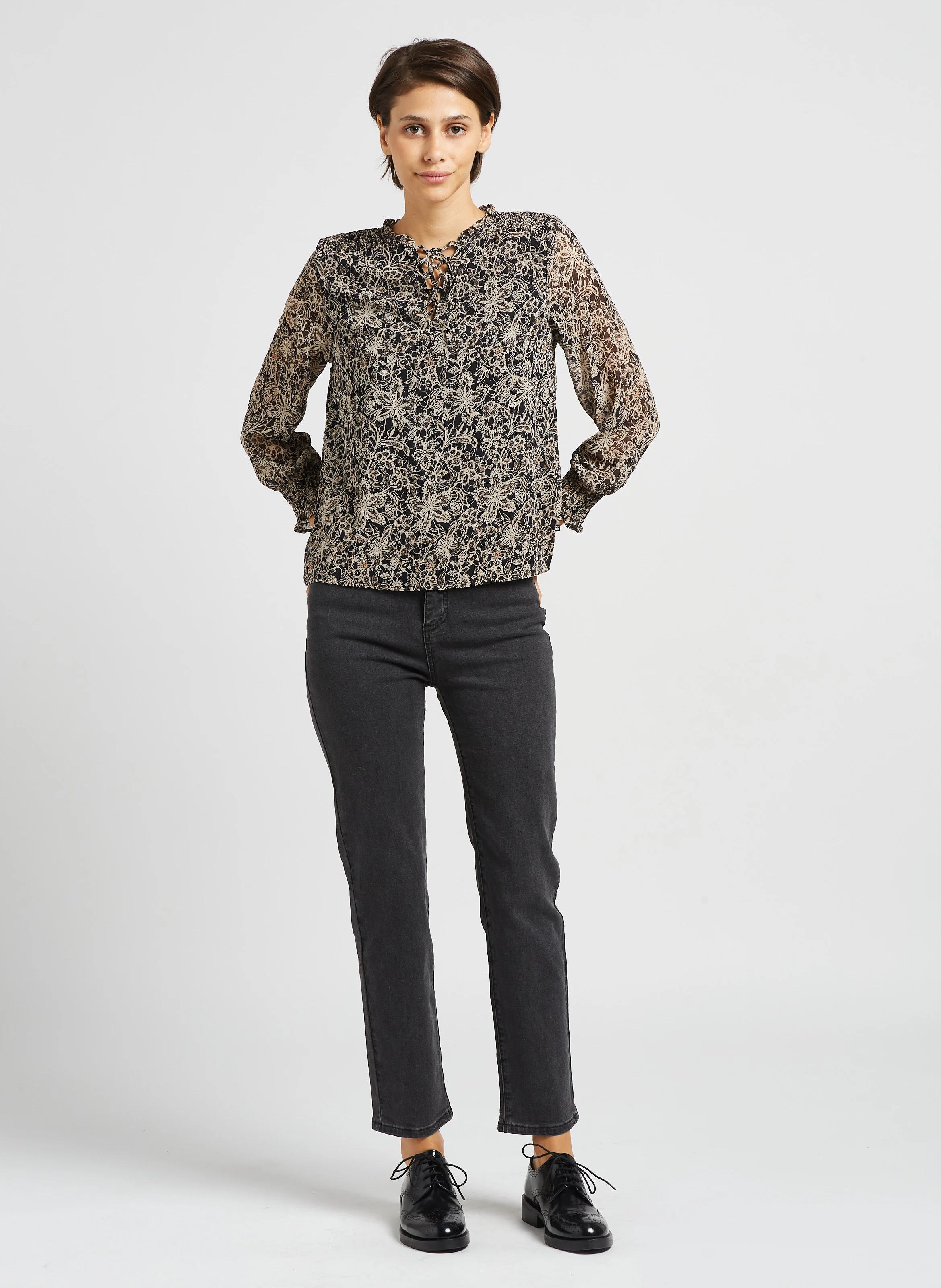 BRIEG - Jean droit 7/8 en coton | Gris