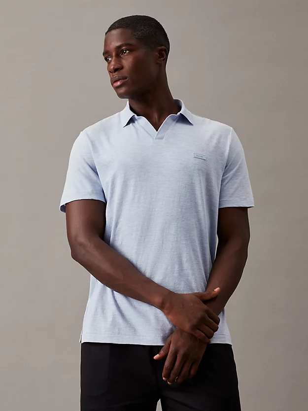 Camisa polo de algodão e linho