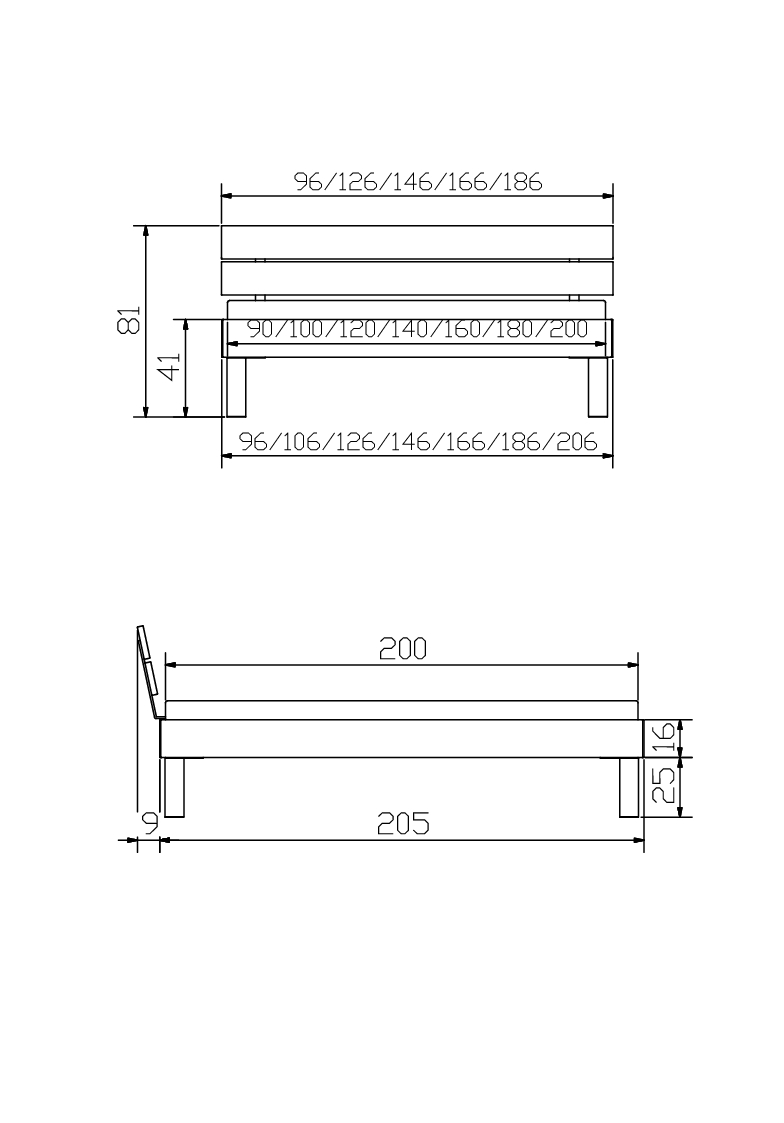 Holzbett HASENA PRATO 90x200cm