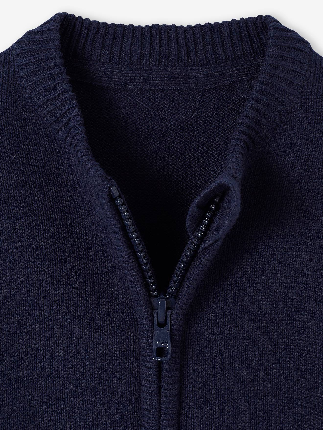 Casaquinho azul marinho estilo teddy com zíper para bebê