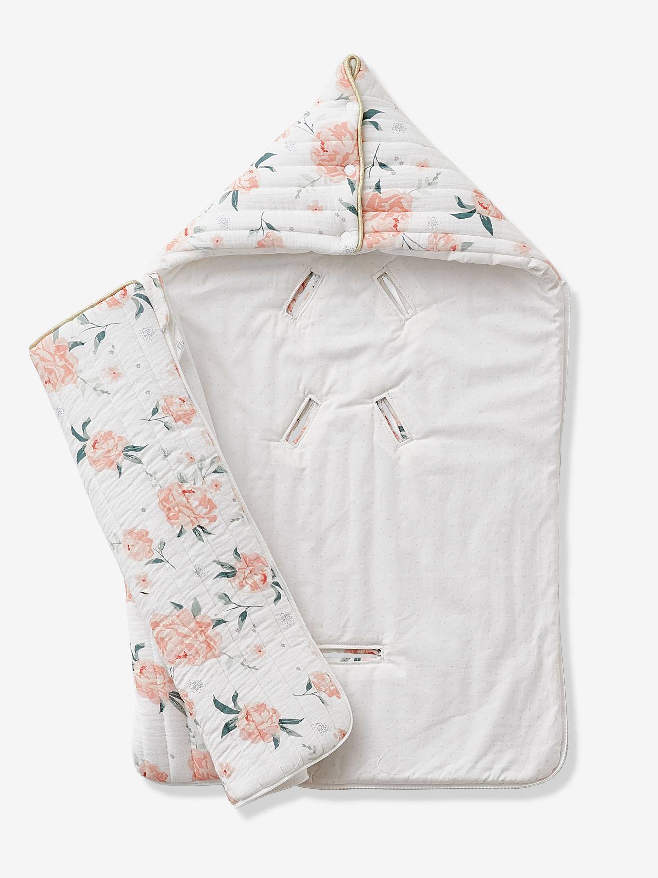 Bolsa de chiffon de algodão branco claro na cor Eau de Rose com estampa.