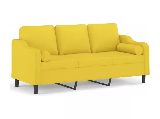 Canapé 3 places avec oreillers jaune clair 180 cm tissu