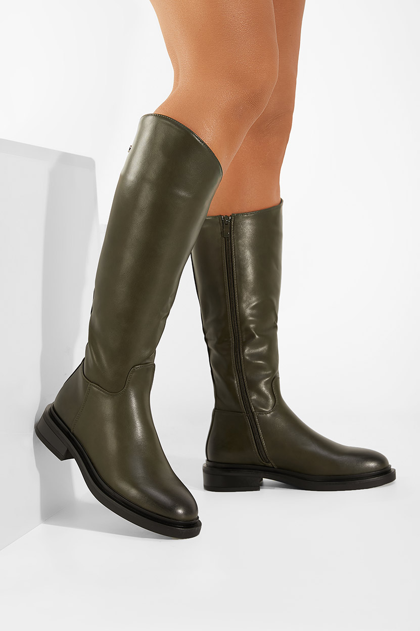 Bottes à petit talon vert Braga