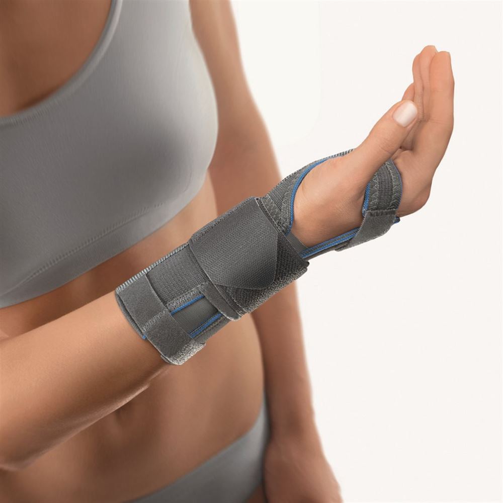 BORT Handgelenkstütze mit Alu-Schiene<br>1 Stück, XL, und Band rechts grau