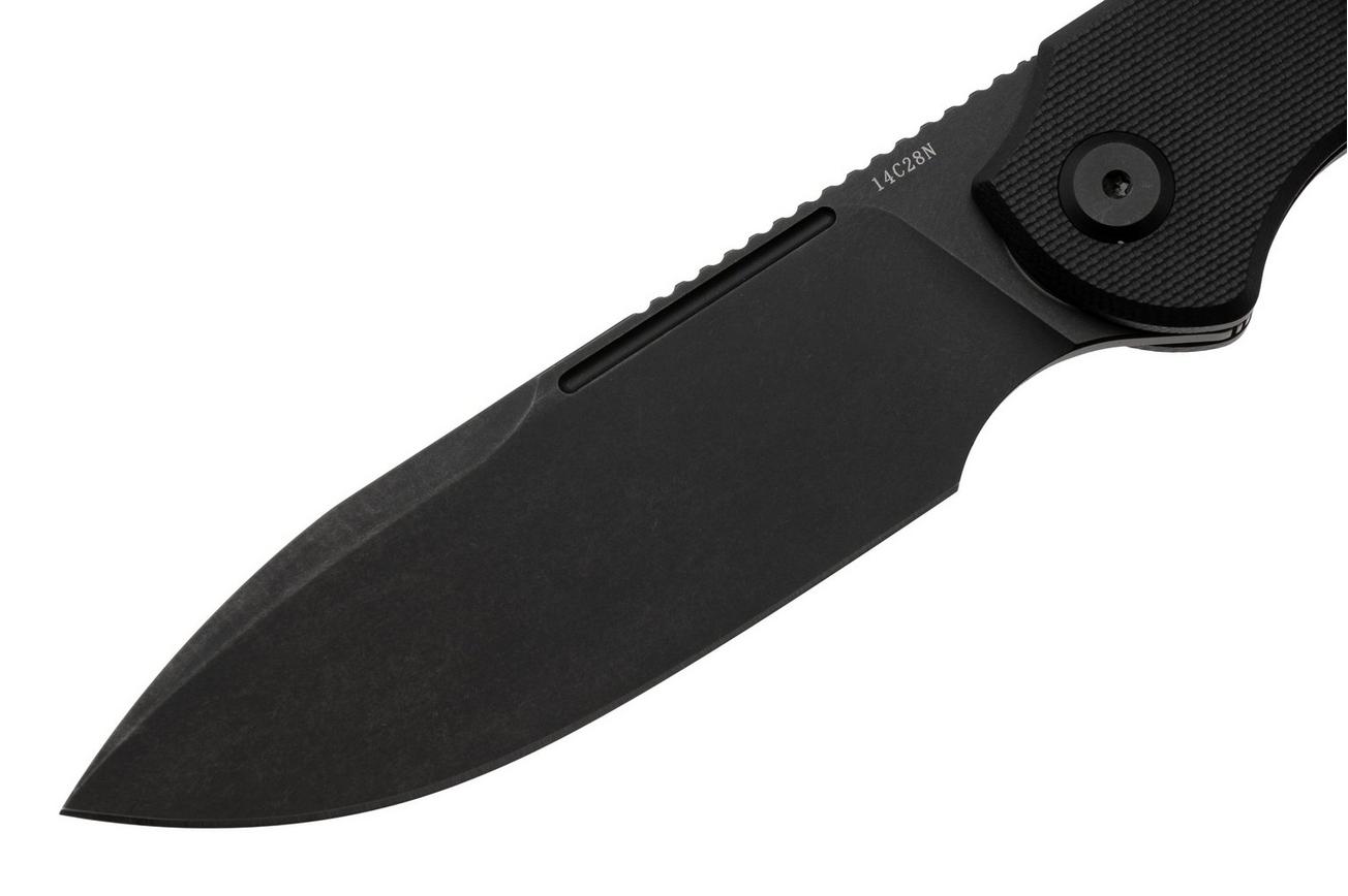 Eutektik Binary BIN-BBW-L Blackwashed 14C28N, Black G10, linkshandig zakmes