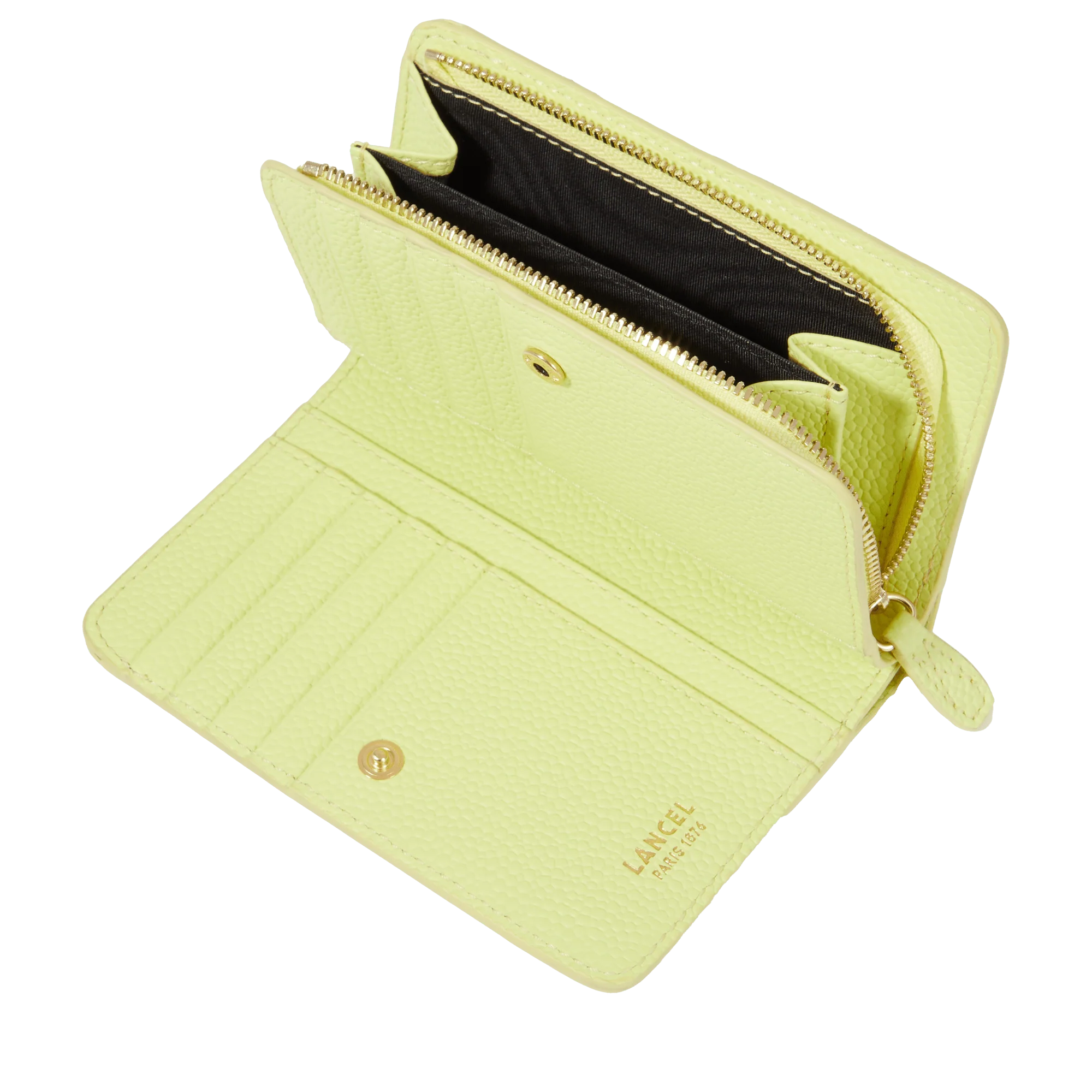 Rectangular zipped compact wallet Ninon de Lancel-Citron Vert