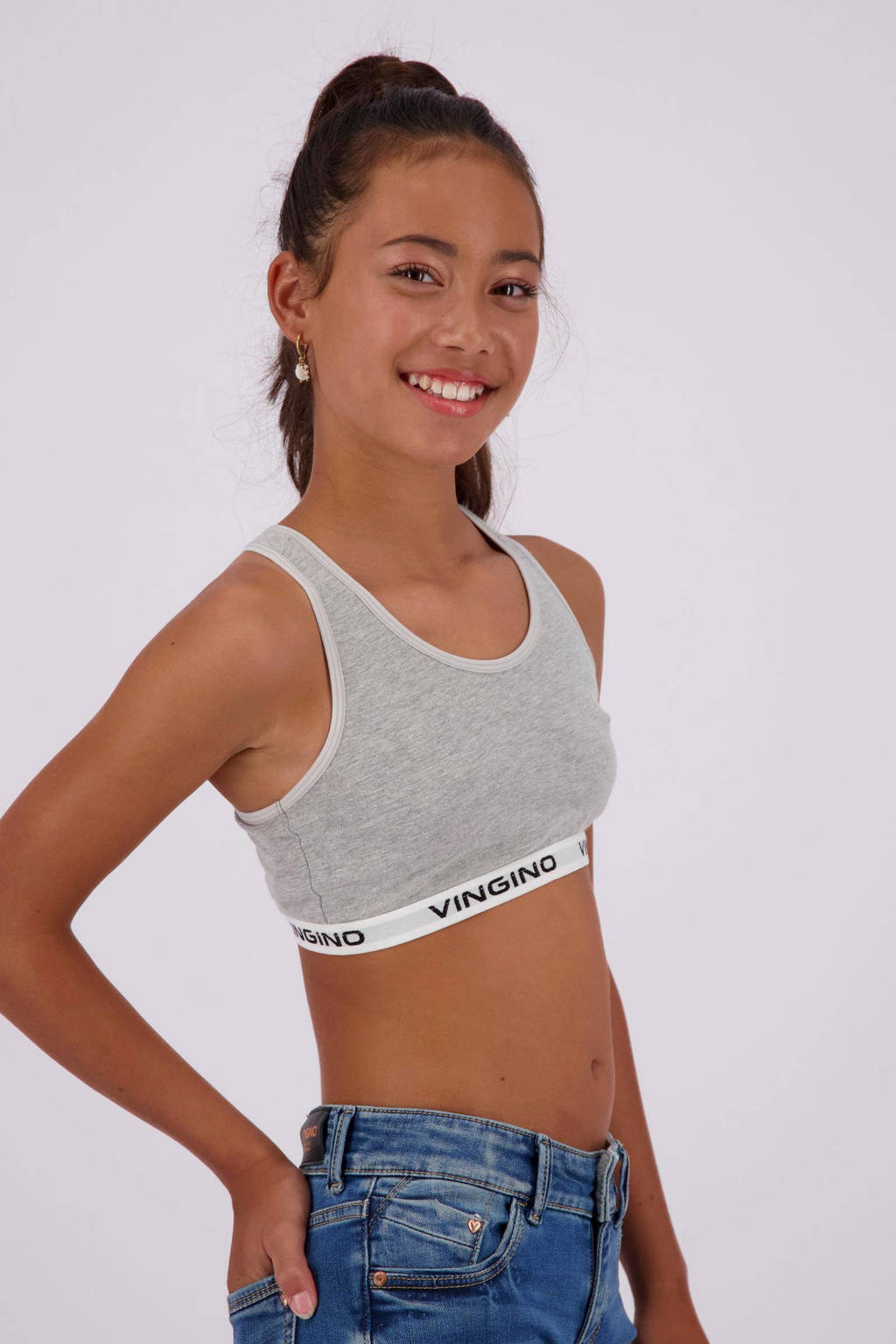 bh top - set van 2 lichtroze/grijs melange