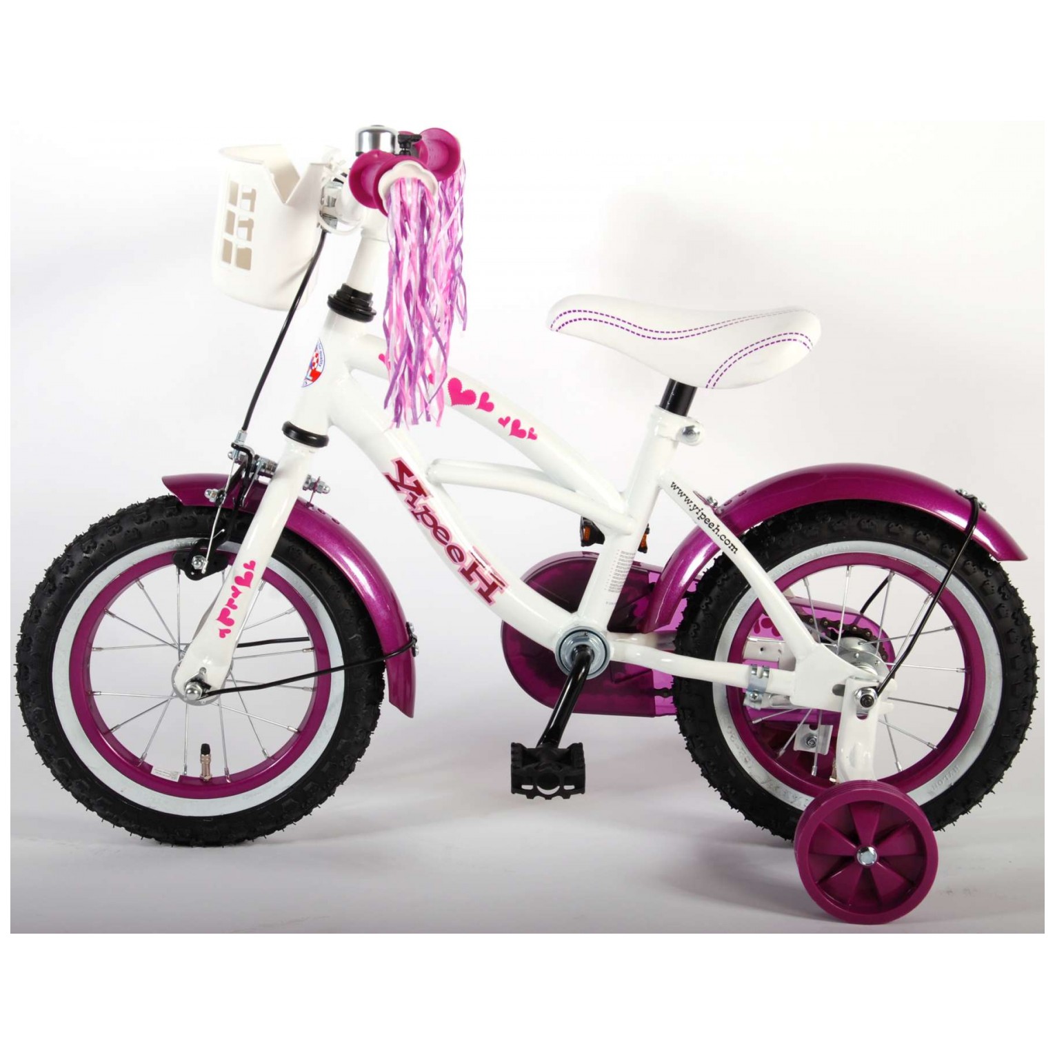 Volare Heart Cruiser Fiets - 12 inch - Wit Paars
