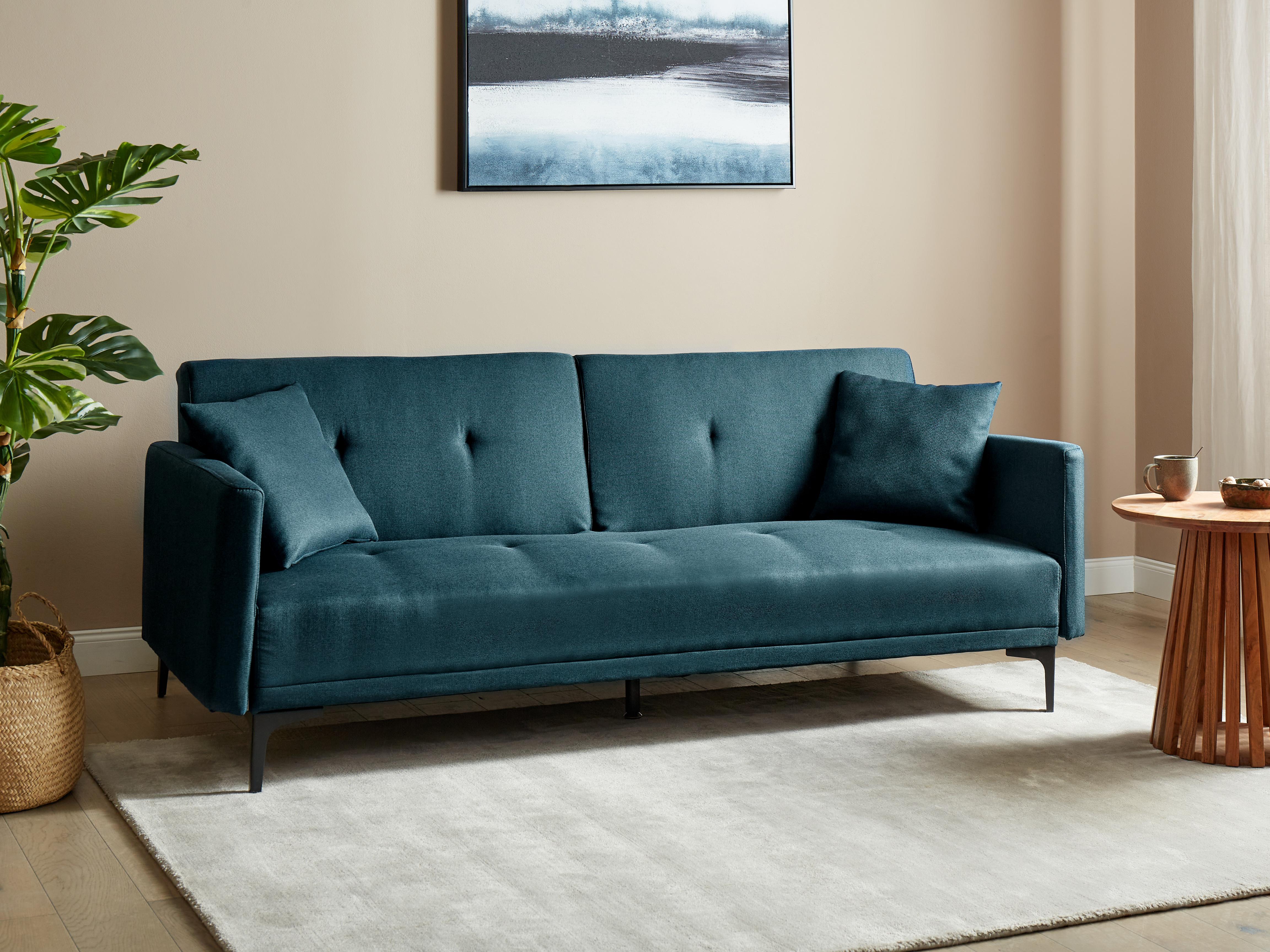 Slaapbank 3-zits LUCAN Stof Blauw