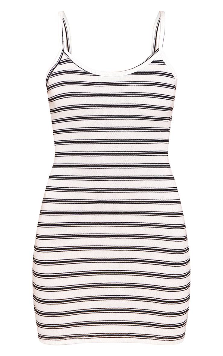 Blanc Robe Moulante Mini À Côtes Rayées Et Encolure Dégagée