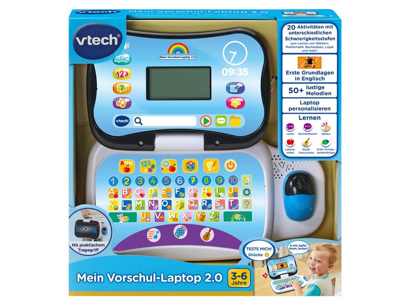 Vtech Mein Vorschul-Laptop 2.0 -DE- Lerncomputer mit beleuchtetem LCD-Bildschirm