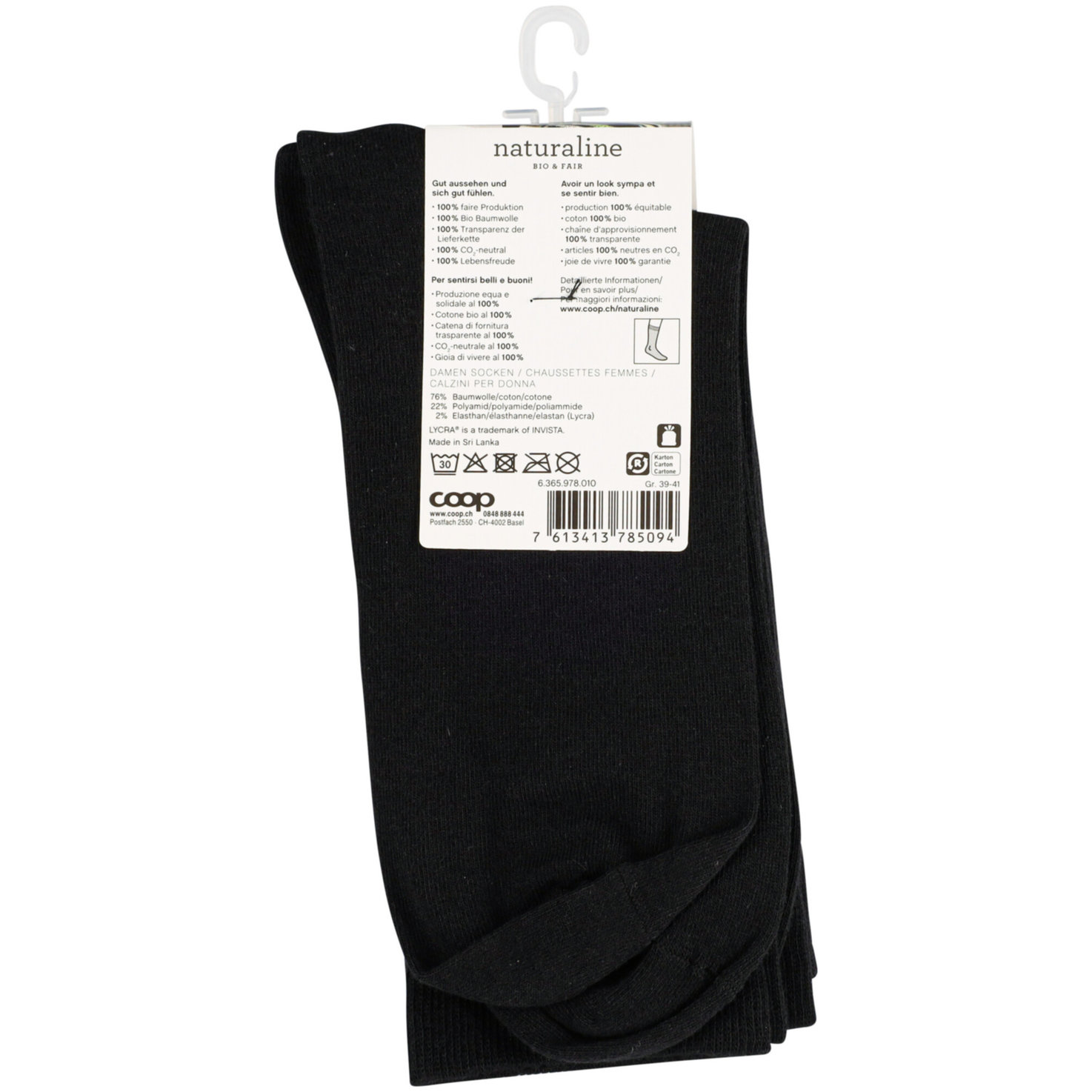 Naturaline Damen Socken Glatt Duo Schwarz