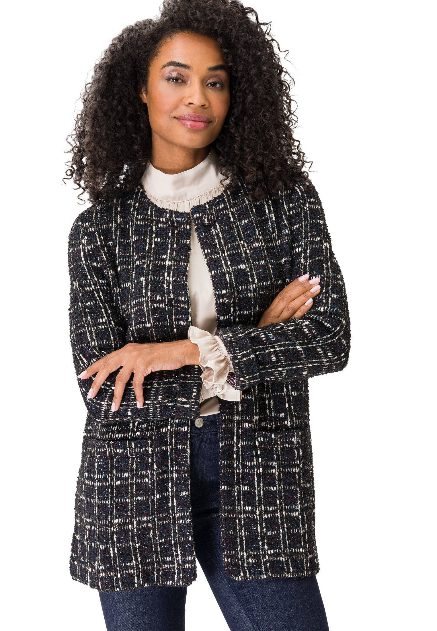 zero| Damen Sweatjacke mit Knöpfen