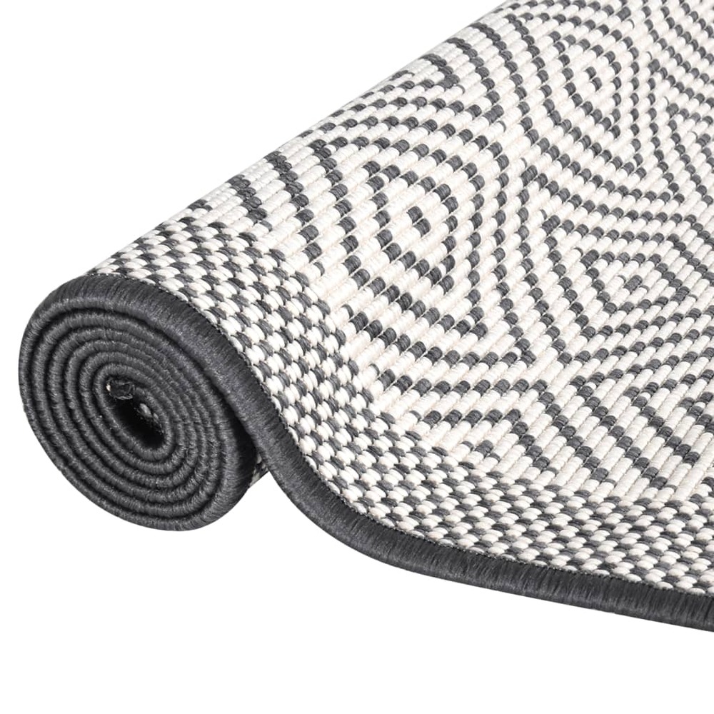 Tapis d'extérieur gris et blanc 80x250 cm design réversible
