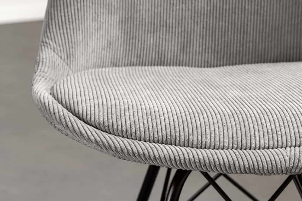 Design Stuhl SCANDINAVIA MEISTERSTÜCK grau Cord schwarz Metall-Gestell