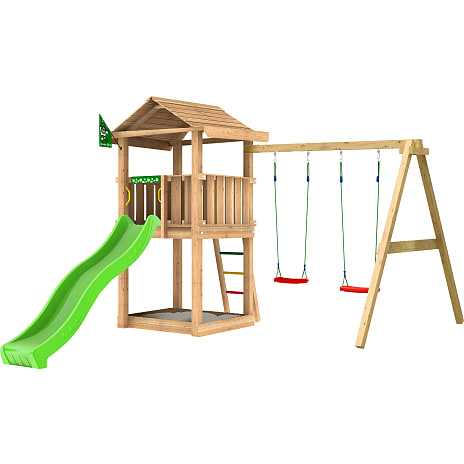 Jungle Gym legetårn komplet inkl. gyngemodul og rutsjebane