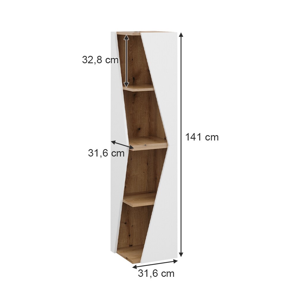 Vicco Badregal Benno 2er-Set, 31,6 x 70,5 cm, Weiß-Eiche, 3 Ablagen, Badezimmer