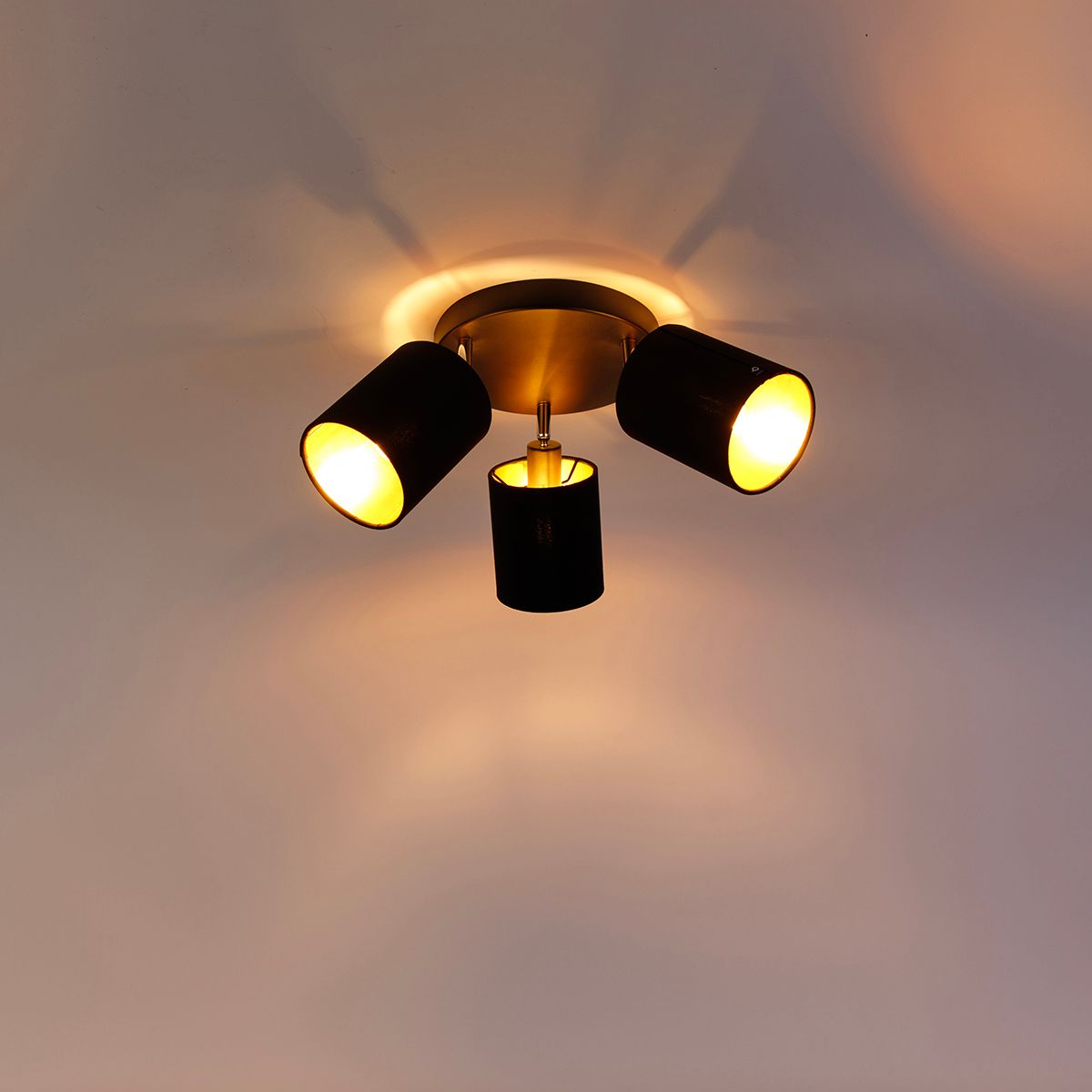 Moderne spot zwart met gouden binnenkant 3-lichts - Lofty