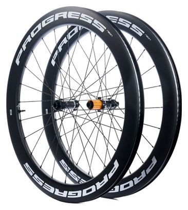 Paire de roues Progress Neon Disc Blanc | 12x100/12x142 mm | Center Lock | Sram XDR