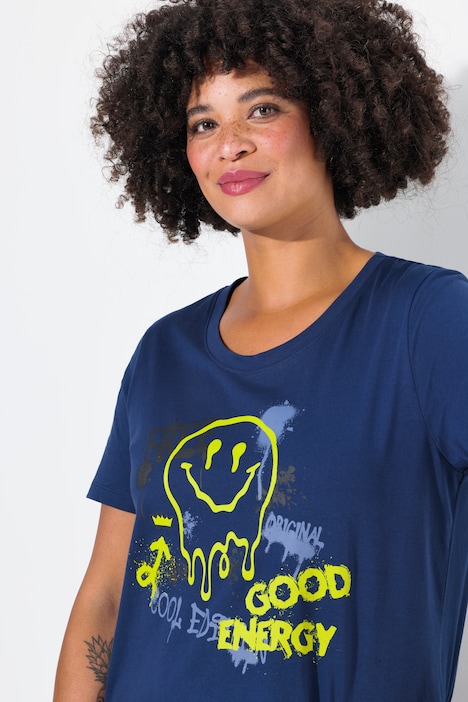 T-Shirt, A-Linie, Smiley, Halbarm