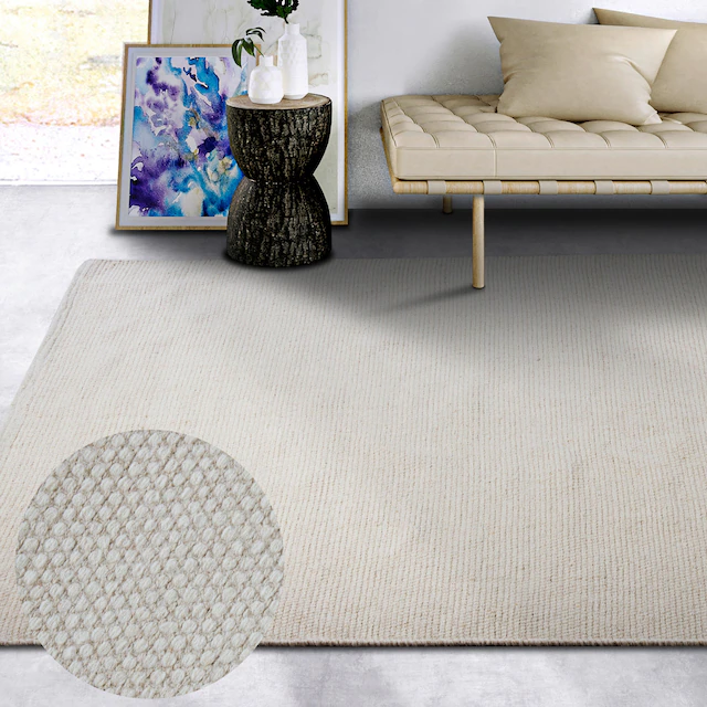 ELLE DECORATION Wollteppich »Pradesh« rechteckig 10 mm Höhe Handgewebt, Wolle, Natur, Läufer, Wohnzimmer, Schlafzimmer, Skandi