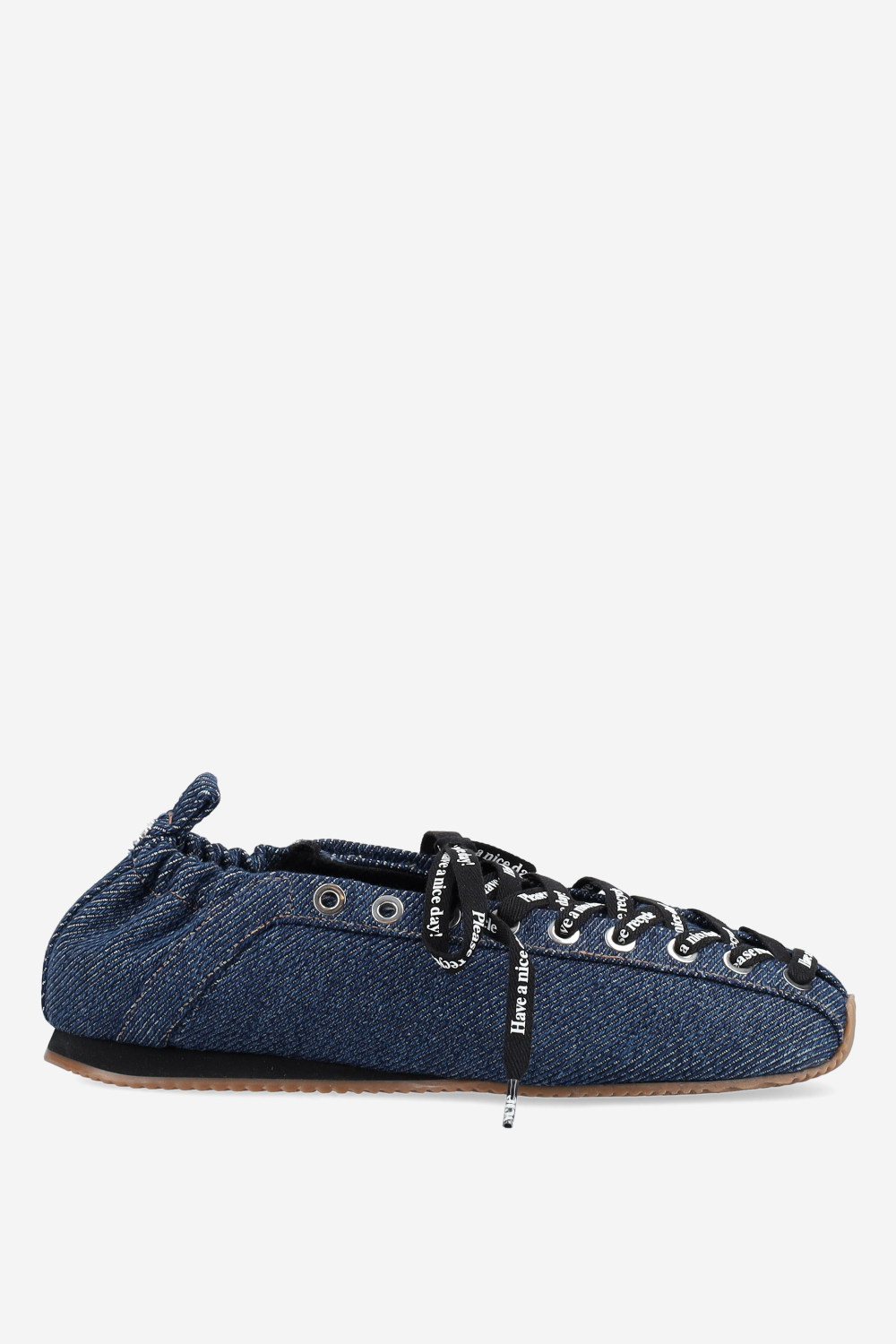Sporty denim lace up ballerinas