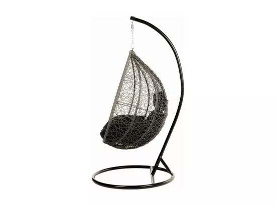 HOME DELUXE - Chaise suspendue Cielo - noir, hauteur 200 cm - avec cadre, coussins d'assise et de dossier I chaise suspendue en polyrotin balançoire de jardin panier suspendu