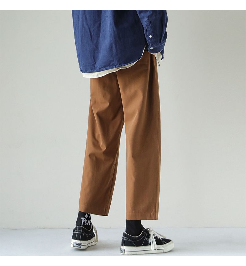 Bay Go Mall - Mid Rise Plain Cropped Loose Fit Broek
