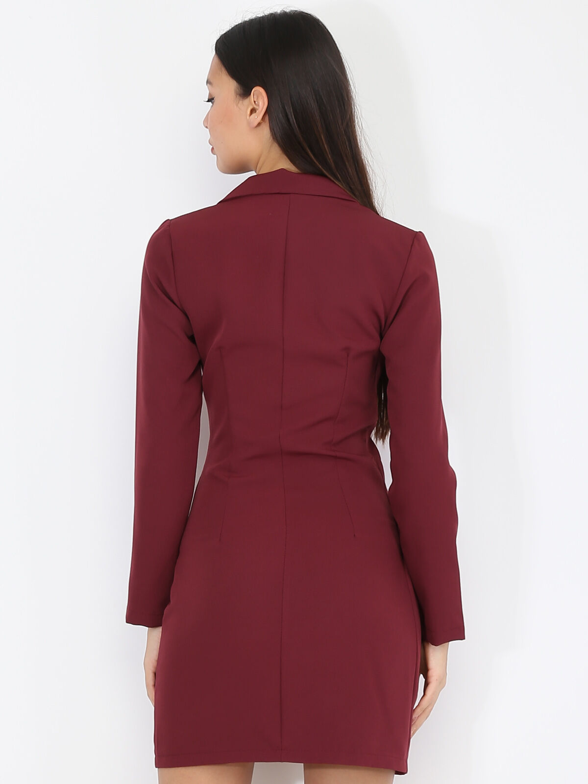 Robe portefeuille à boutons officiers- Bordeaux
