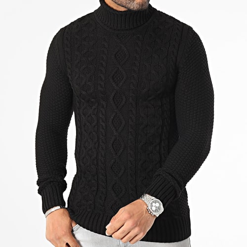 Lot De 2 Pulls Col Roulé Torsades 0064 0062 Noir Blanc