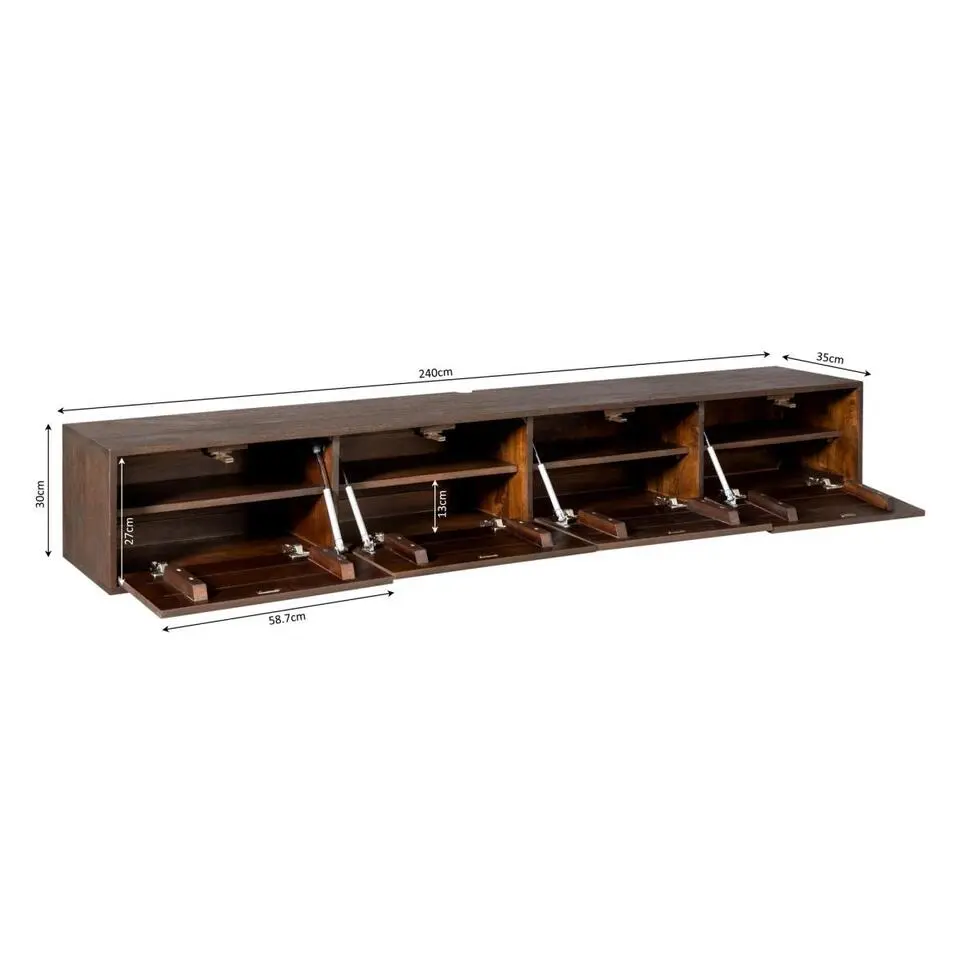 Tv-meubel Zwevend Bruin Hout - 240x35x30cm - Vision