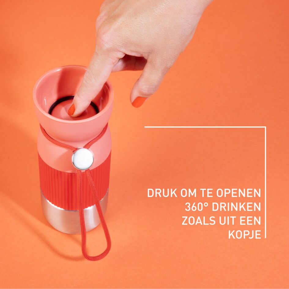 beYou N2191510 travel mug met kopvormige dop oranje (0,36L)
