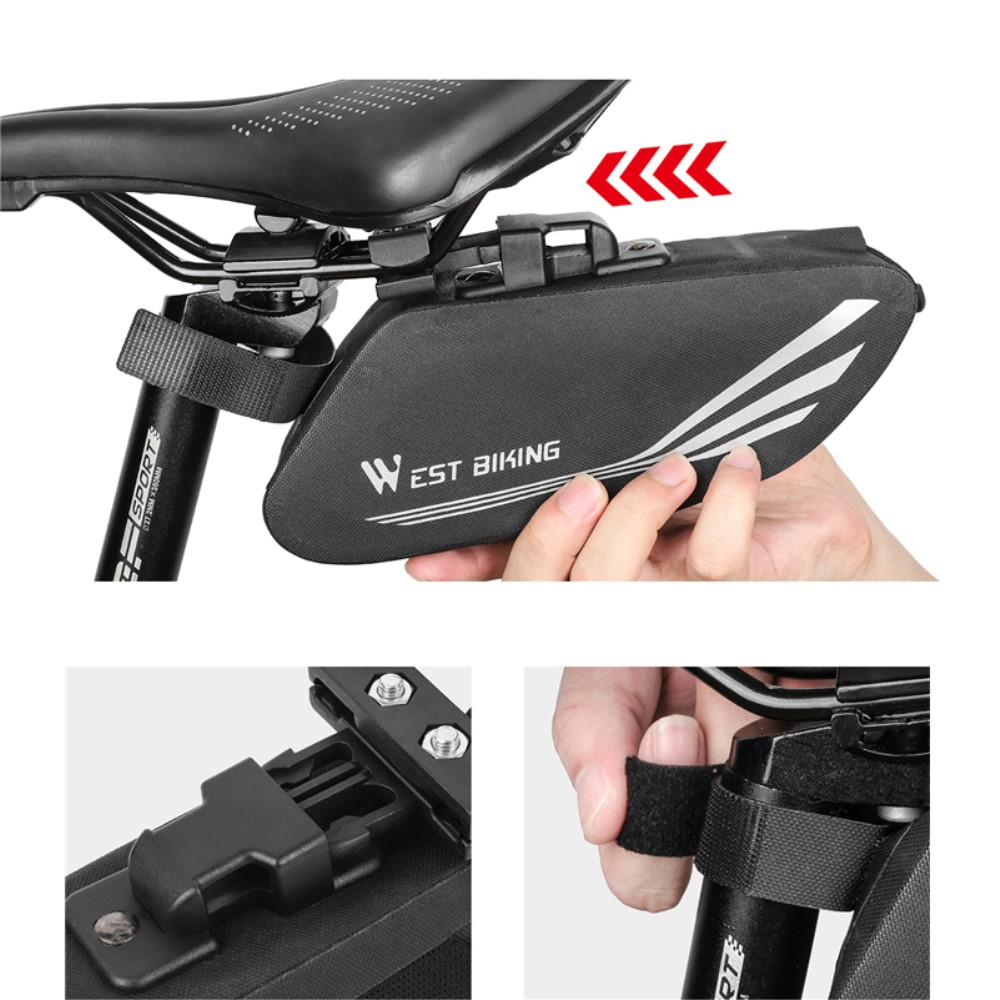 (1L) Wasserabweisende Universal Gravel Bike Satteltasche für das Fahrrad Velo - Schwarz
