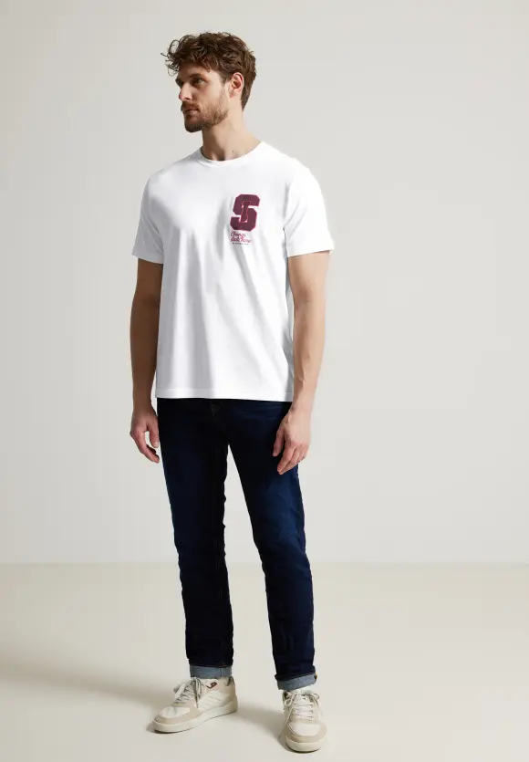 T-Shirt mit Brustprint - White