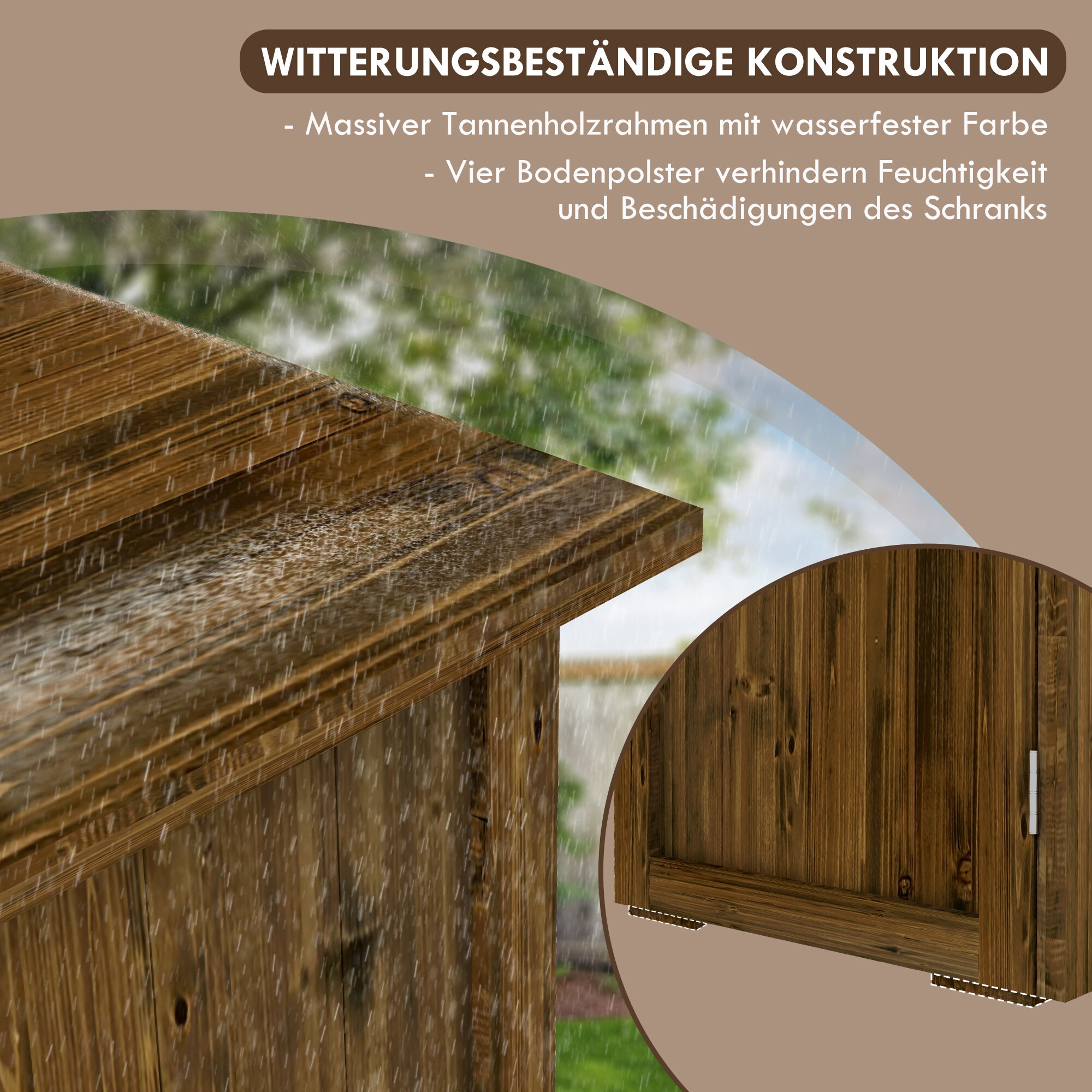 Outsunny Gartenschrank mit Doppeltür braun 77L x 55B x 72H cm