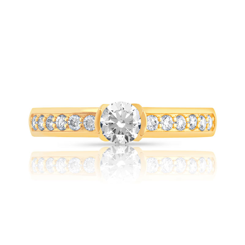 Solitaire or 750 jaune diamants