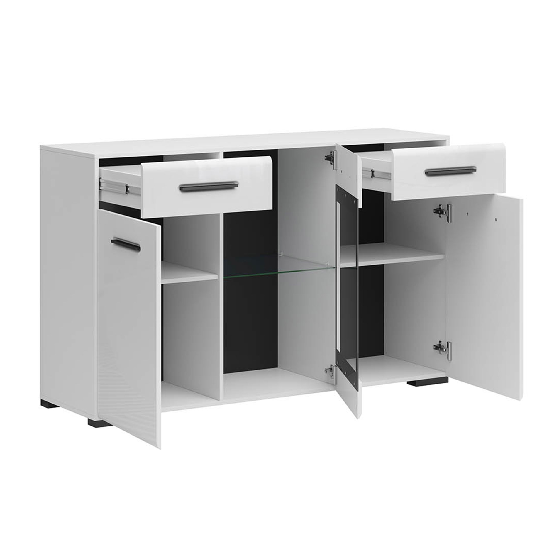 Sideboard - weiß Hochglanz - 2 Schubkästen - 150 cm breit
