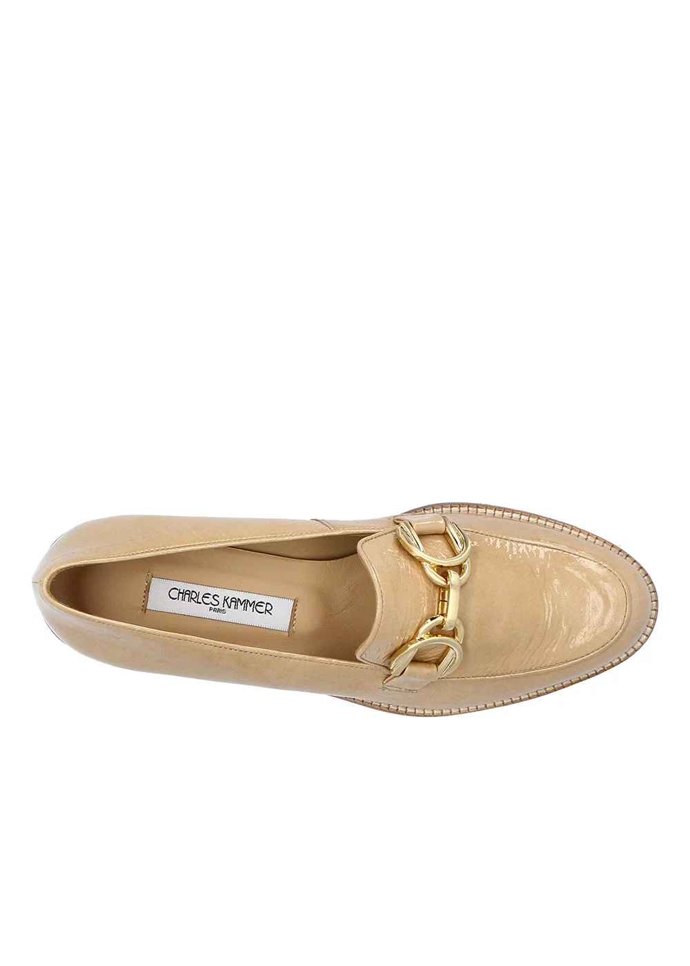 MOCASSIN VERDEAU VERNIS FRIPPE BEIGE
