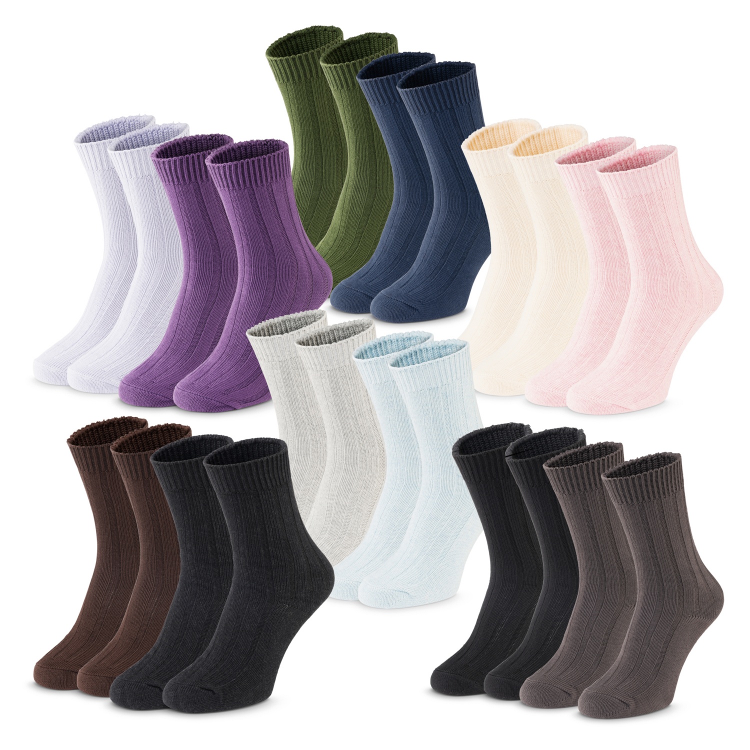 UP 2 FASHION BASICS Damen-/Herren-Home-Socken, Doppelpkg.