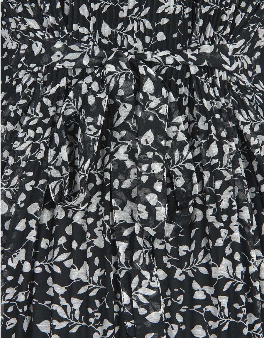 Robe plissée fleurs noir