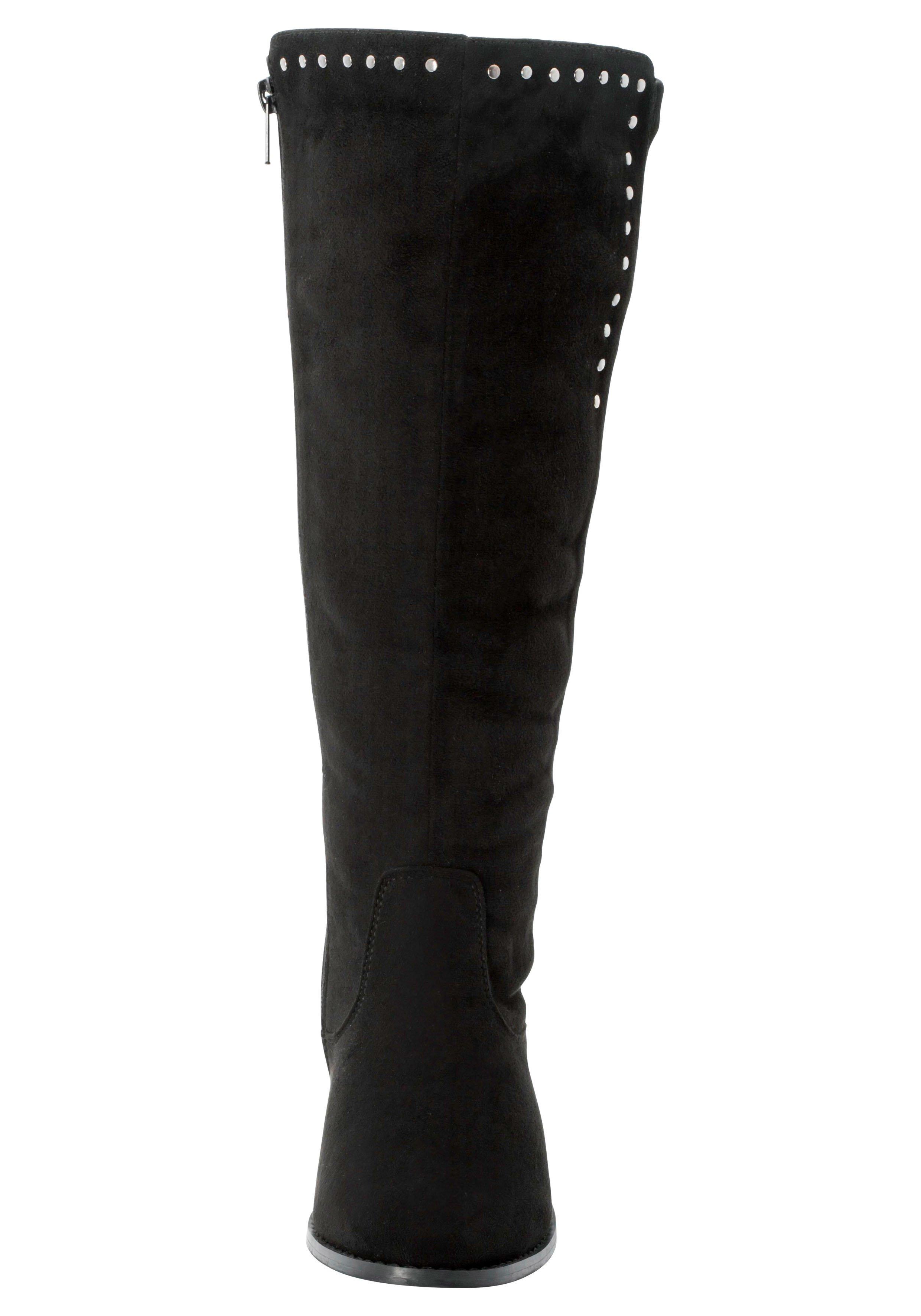 Weitschaftstiefel mit Nietenverzierung